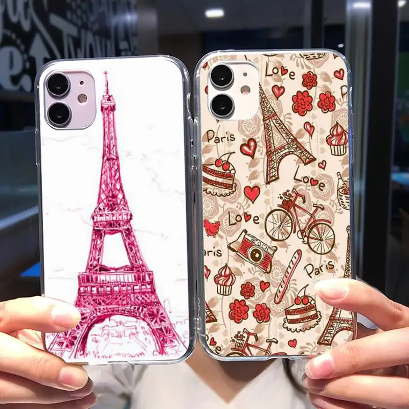 

France Paris The Eiffel Tower Phone Case For Iphone11 12 Pro Max SE 2020 6s 7 8 Plus X Xs Max Xr Transparent Soft Cover Coque
