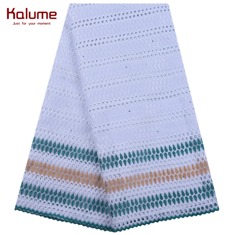 

Kalume Cyan African Swiss Cotton Lace Fabric Soft Nigerian Swiss Voile Lace Fabric With Stones Net Lace Fabric For Dress 1894