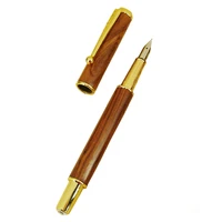 acmecn fashionable wooden fountain pen with gold trim pen top and tip with crystal unique design calligraphy pen for students