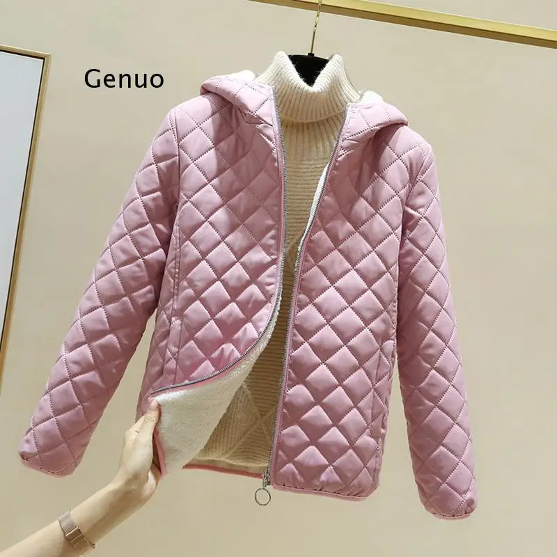 Cotton Jacket Woman 2021 New Winter Lamb Velvet Jackets Female Hooded Padded Clothing Ladies  Long-Sleeved Cotton Coat