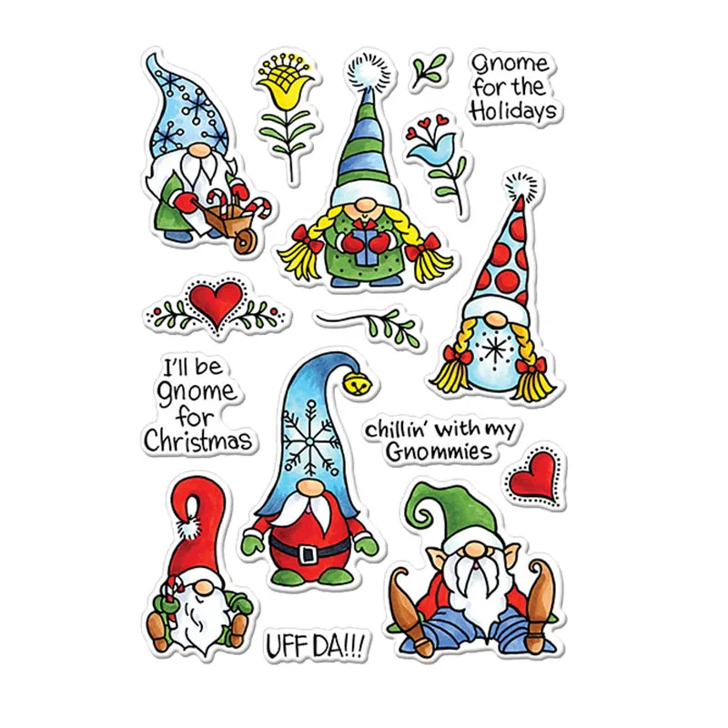 Chilling With My Gnommies Clear Stamp + Die Cut фраза прозрачные силиконовые марки 2020 для