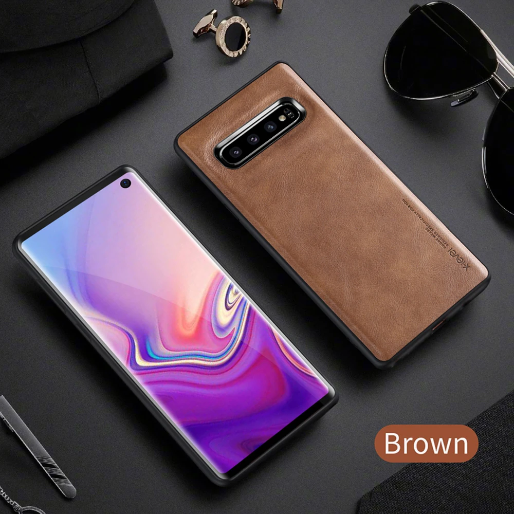 brown LLZ. COQUE, ультратонкий кожаный чехол премиум класса, защитный чехол для samsung Galaxy S10e S9 S10 Plus Note 9, чехлы, чехлы - Цвет: brown