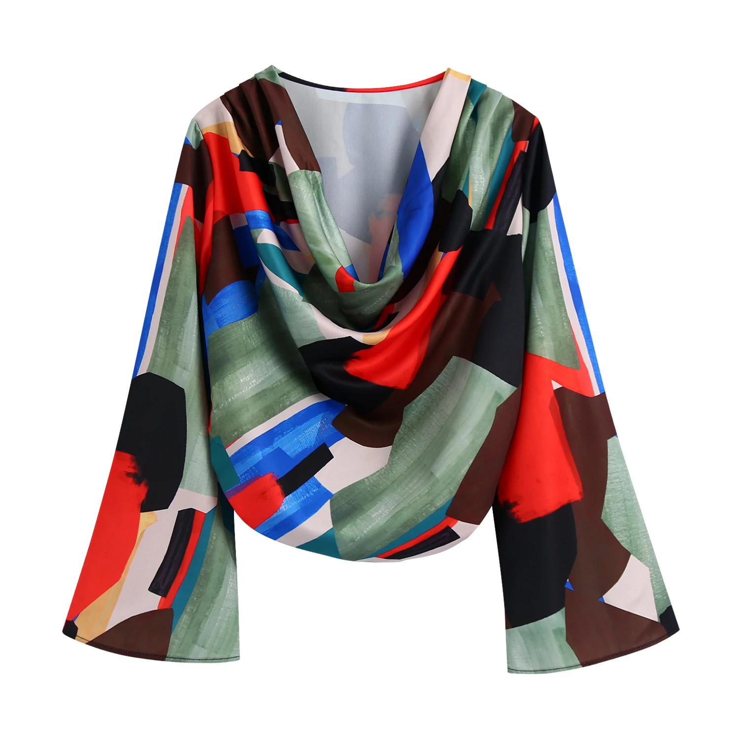 

BLSQR Floral Printing Blouse Women Fashion Casual Pleated Elegant Tops Female Vintage Chic Crop Shirt Lady 2021