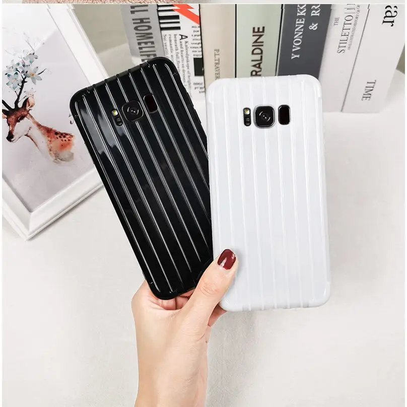 

TPU Mobile Phone Case Cover for Samsung S8 S9 Plus Simple Luggage Soft Silicone Coque Black Pink White Skin