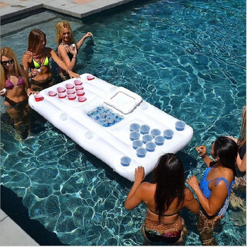 

Inflatable beer table 28 cup hole floating mat Table tennis Recreational ice tank