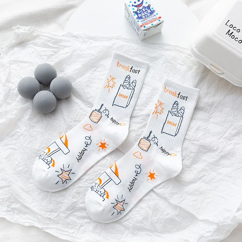 

Women Socks Cotton Plaid Cartoon Sock Woman Colorful Unisex High Funny Novelty Ladies Sox Spring Autumn Female Trendy Calcetines