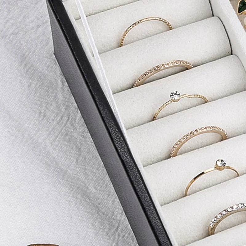 

Travel Jewelry Box Ladies Leather Storage Necklace Ring Earring Storage Box Display Stand