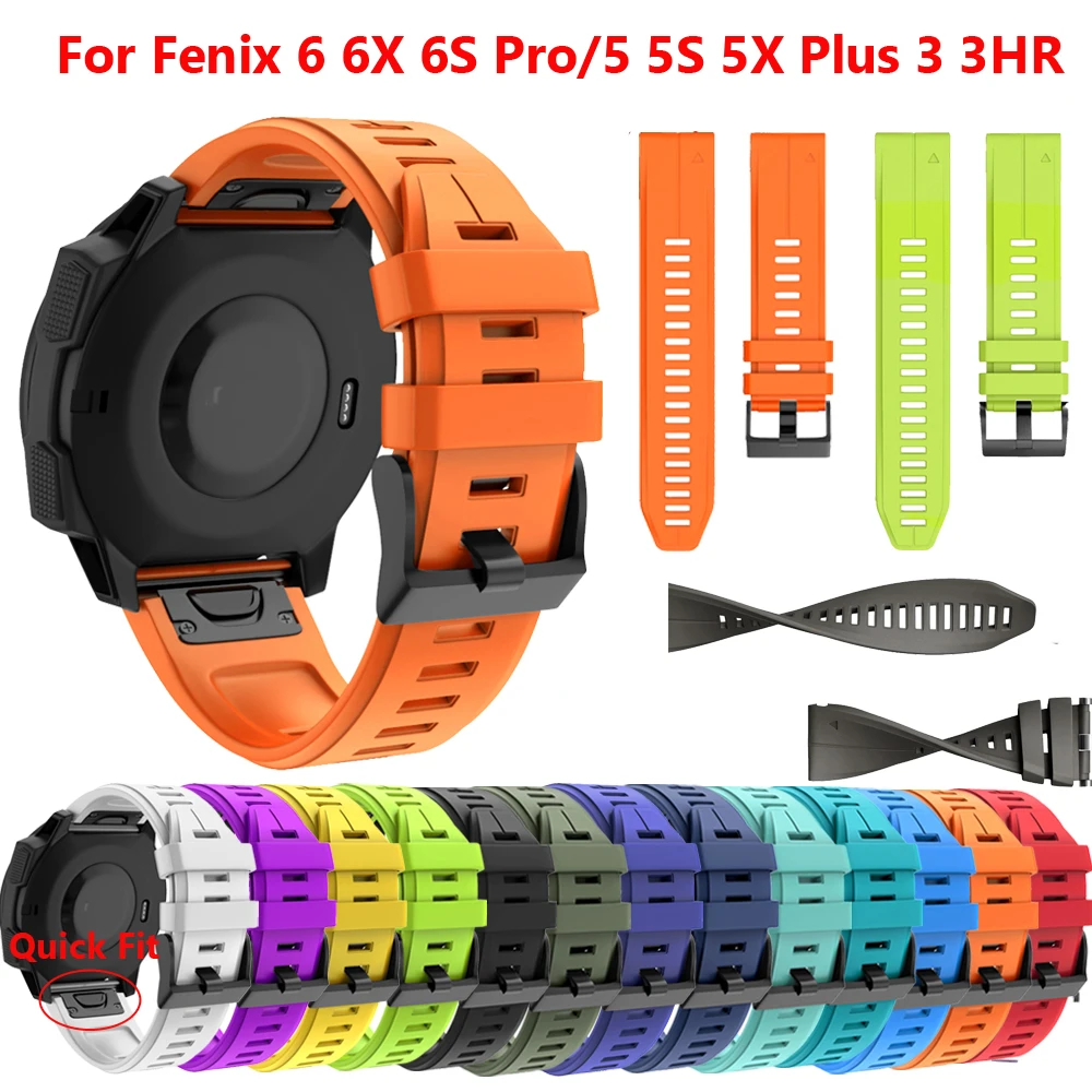 Ремешок для наручных часов 26 22 мм Garmin Fenix 5 5X 3 HR 6X 6 6S Pro S60 быстросъемный силиконовый