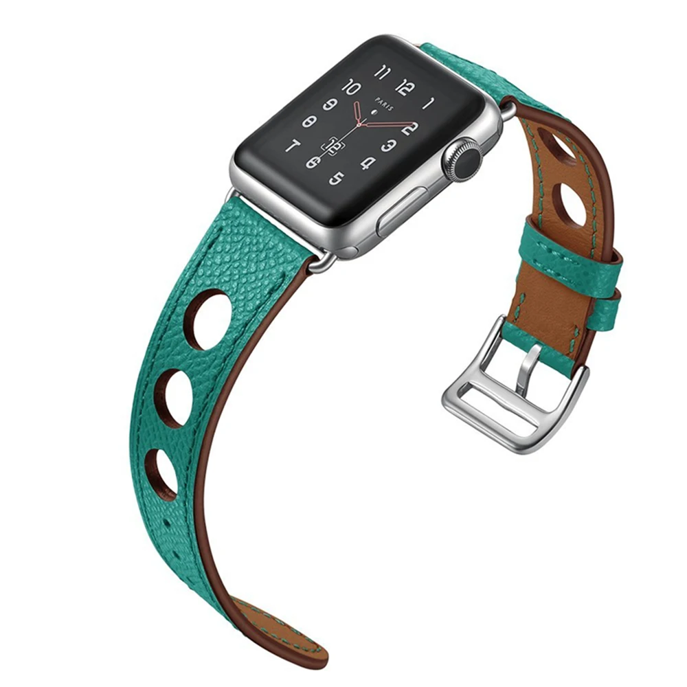Последняя модель ремешка для Apple Watch 3 2 1 38 мм 42 мм мягкий три отверстия кожаный водостойкий ремешок для Iwatch серии 5 4 44 мм 40 мм