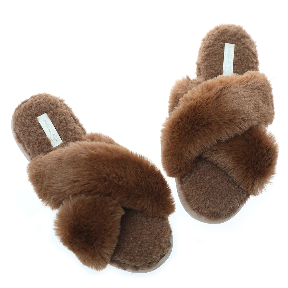 Тапочки домашние женские из искусственного меха удобная теплая плюшевая обувь