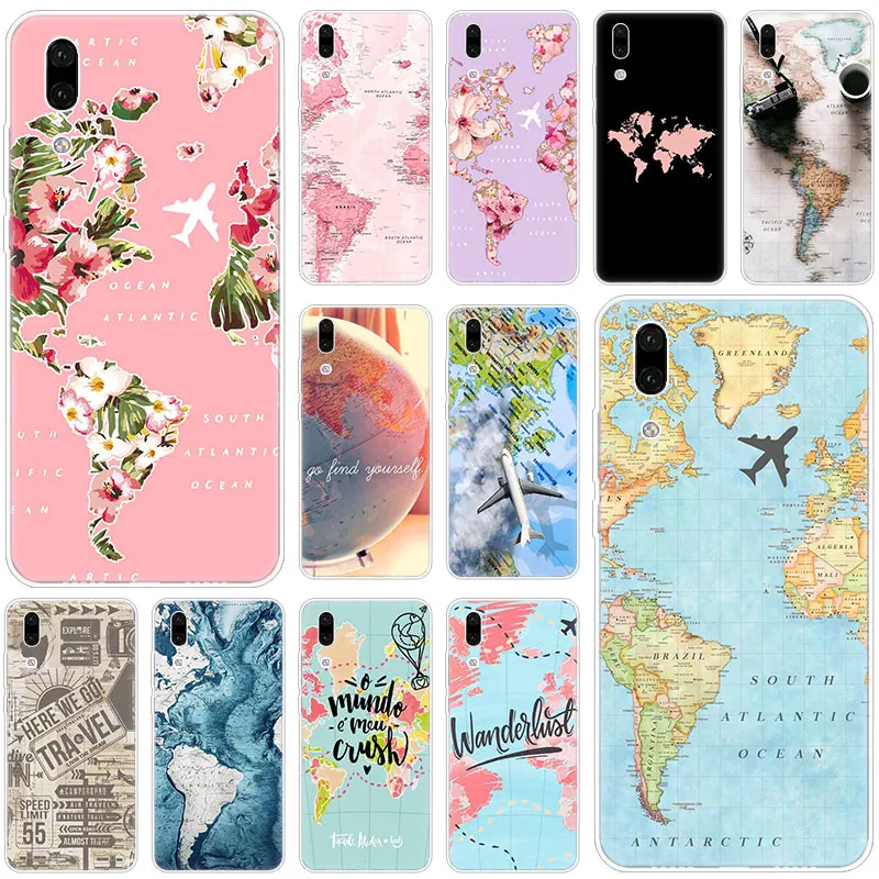 Силиконовый чехол World Map Travel Airplane для Huawei P30 P20 Pro P10 P9 P8 Lite 2017 P Smart Z Plus 2019 NOVA 3 3i 5i 5 5Pro |