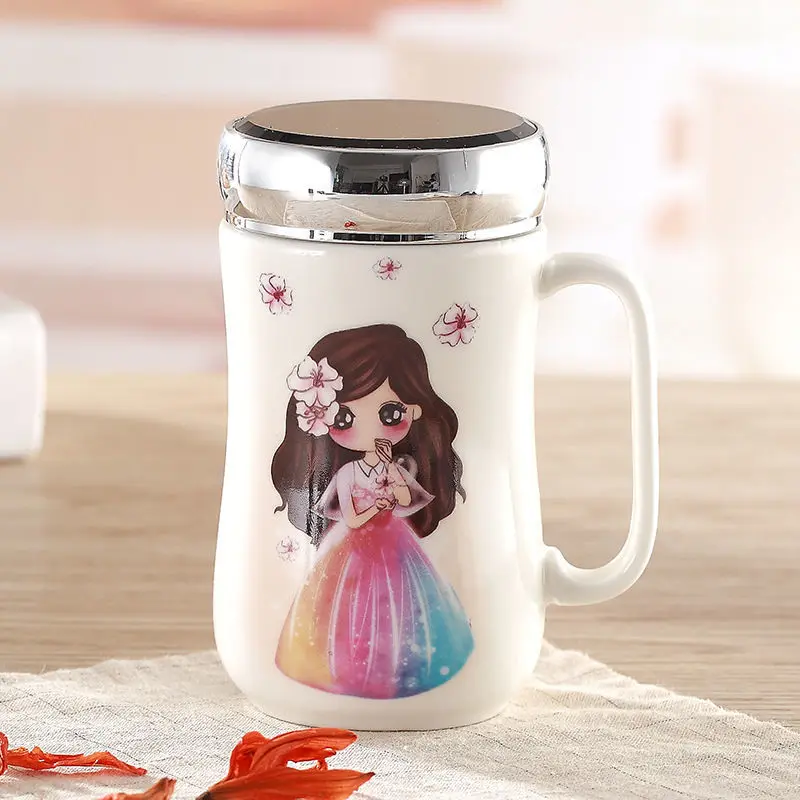 Зеркальная керамическая чашка милая кружка принцессы мультяшная для напитков
