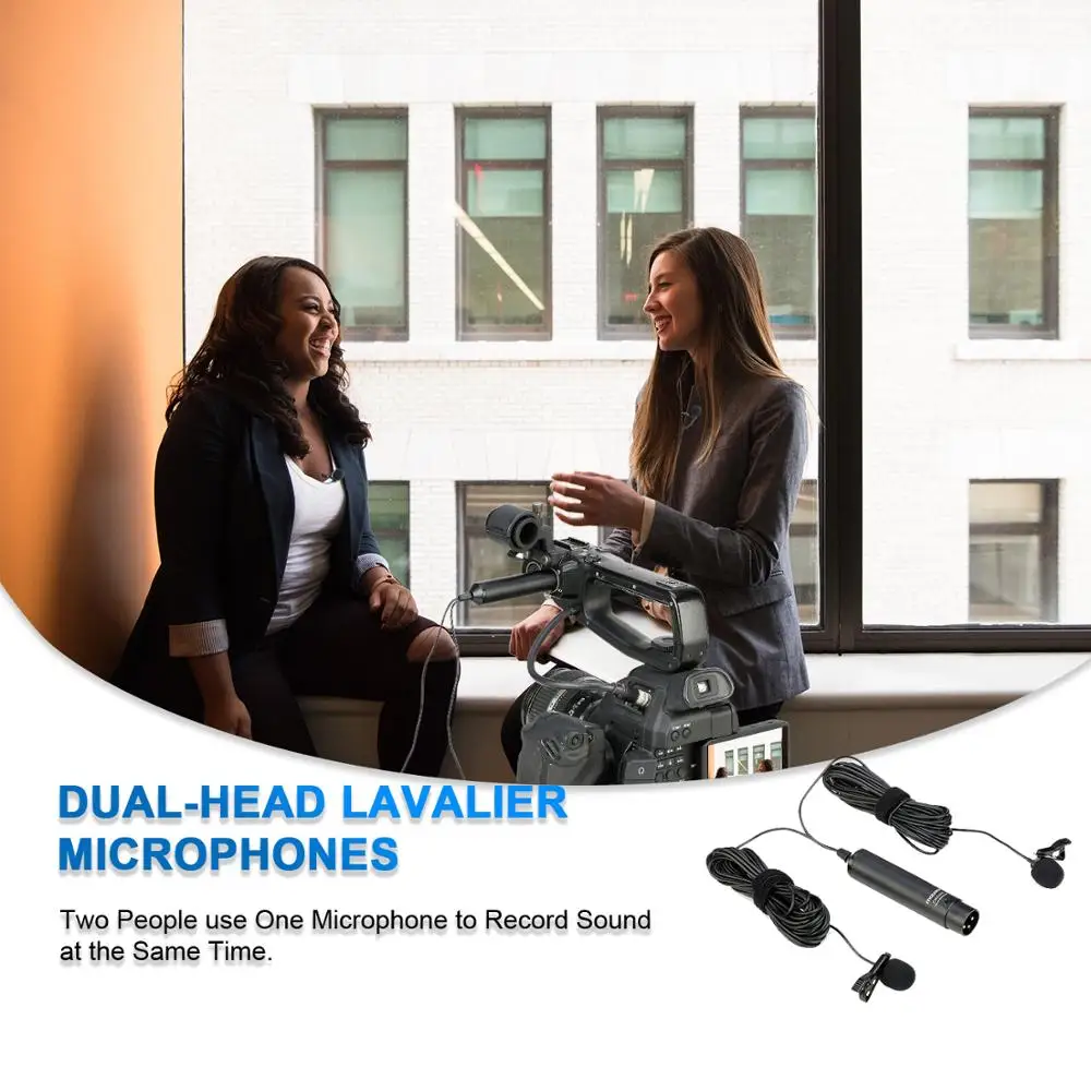 Двойной петличный всенаправленный микрофон с фантомным питанием нагрудный
