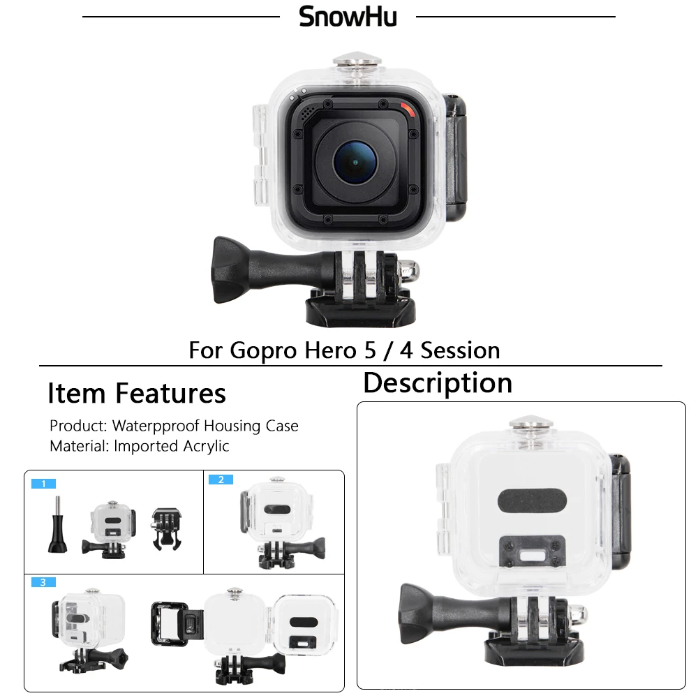 SnowHu для Gopro Hero 5/4 Session набор аксессуаров Tripod3 Way Monopod Go pro 4/5 аксессуары 4S GS70 |