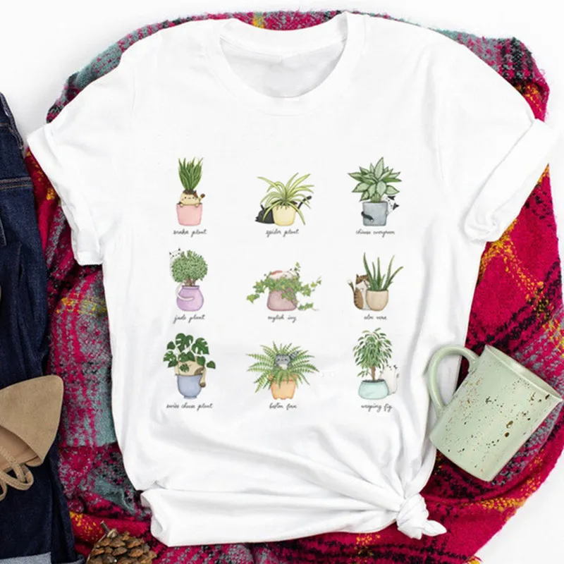 

Womens Graphic How Many Plants Lady Garden Top Flower Cute Sweet Plants Women T Tee Shirt Ladies Tshirt Female Clothes T-shirt
