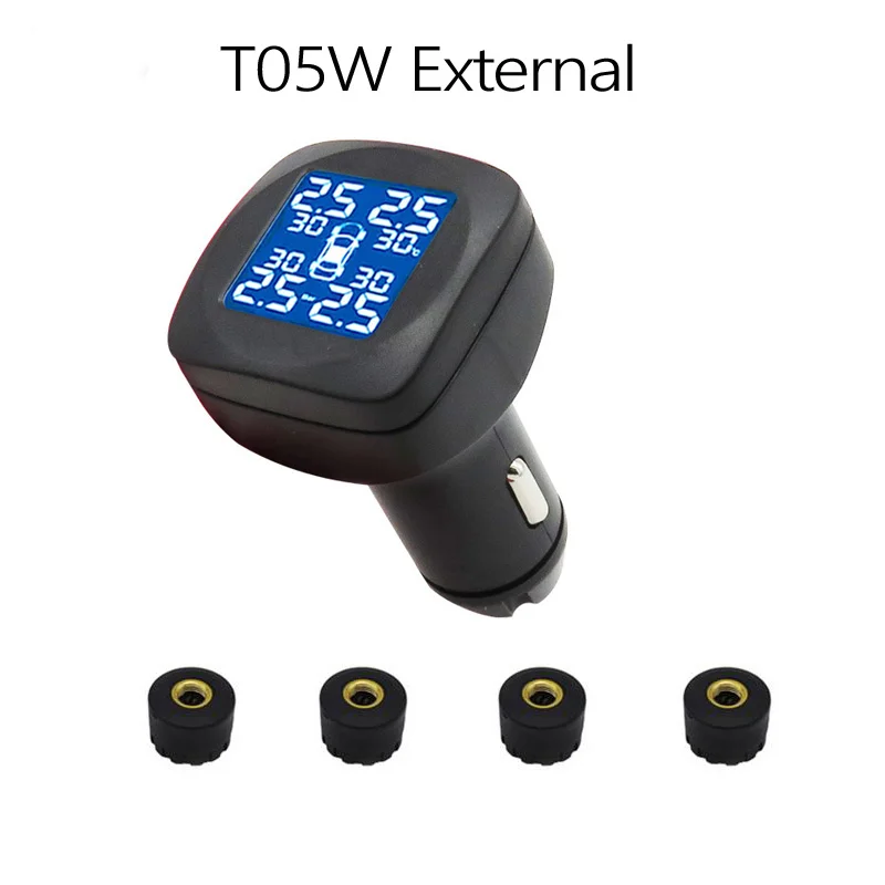 T05W External Система контроля давления в автомобильных шинах Visture TPMS, 4 внешних внутренних датчика, мониторинг сигарет в шинах T05N T05W Pro - Тип: T05W External