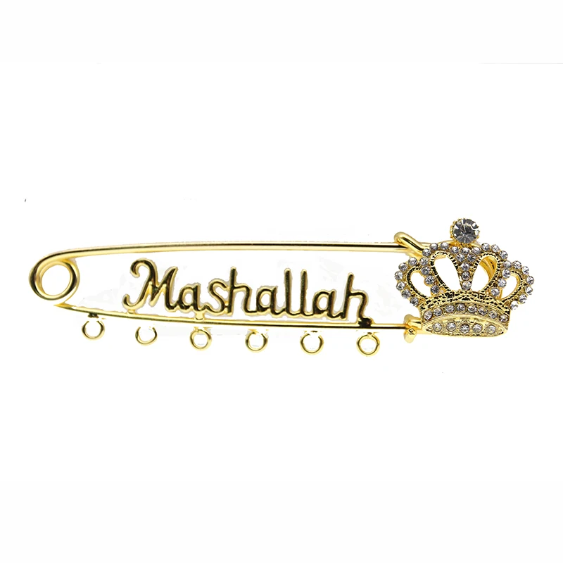 

DIY cute pin loop for kids children Islam Mashallah pin crystal rhinestone Pin with 6 loops hooks small Brooch baby pins brooch