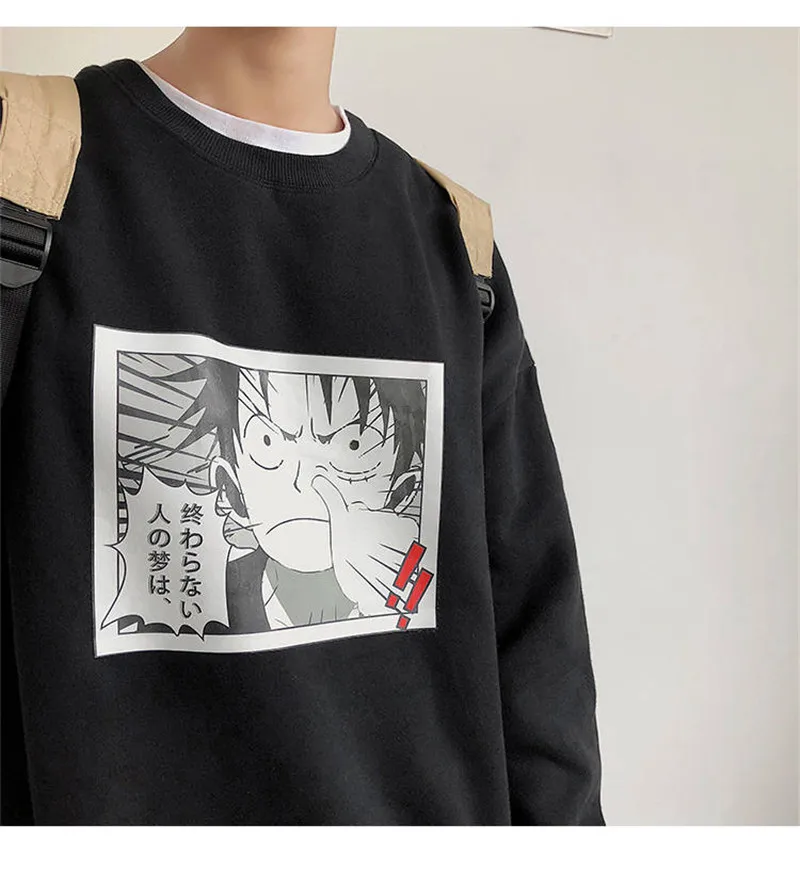 5XL длинный рукав Цельный толстовки Япония Harajuku толстовки Мода хип хоп Толстовка Уличная Повседневная Осенняя Толстовка смешные мужские