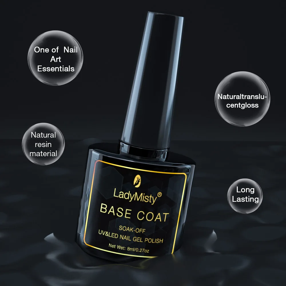 Базовое покрытие LadyMisty 8 мл гель для быстрой сушки лак ногтей удаляемый