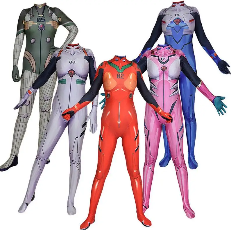 Аниме Asuka Langley Soryu) Mari Рей Аянами Косплэй костюм ЕВА АСУКА Тесты комбинезоны зентай