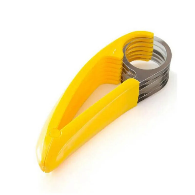 

Yellow Home Kitchen Tool Vegetable Fruit Sharp Slicer Stainless Steel Cut Ham Sausage Banana Cutter Cucumber Knife Salad Slice