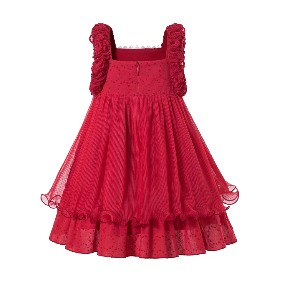 Pettigirl Summer Dress 2020 New Arrival Red Lace Girls Clothes Sleeveless Evening Dresses With Hairband | Детская одежда и обувь