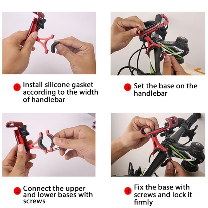 

360 Degrees Bicycle Motorcycle Phone Holder Anti-slip Bracket GPS Clip Universal Bicycle Phone Stand for all Smartphones