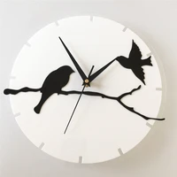 3d bird acrylic clocks saat mirror wall stickers minimalist diy creative branch watch horloges for living room study home decor