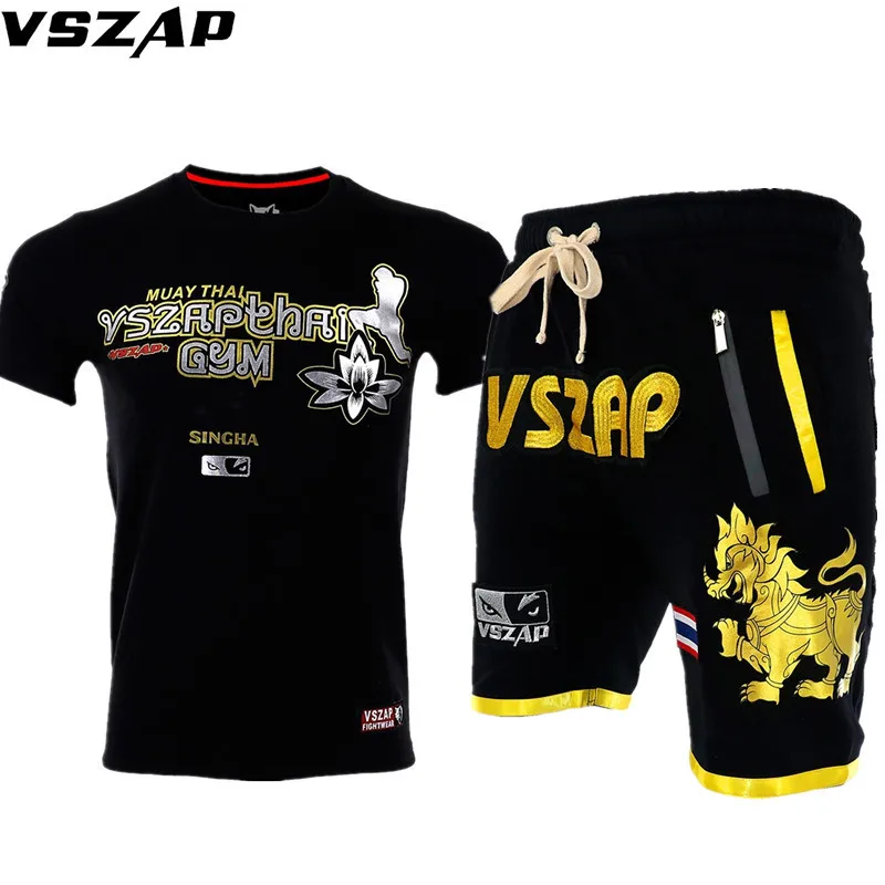 

VSZAP Kirin боевой спортивный бойцонг ММА быстросохнущая футболка с коротким рукавом мужские тренировочные шорты спортивный набор для фитнеса ...