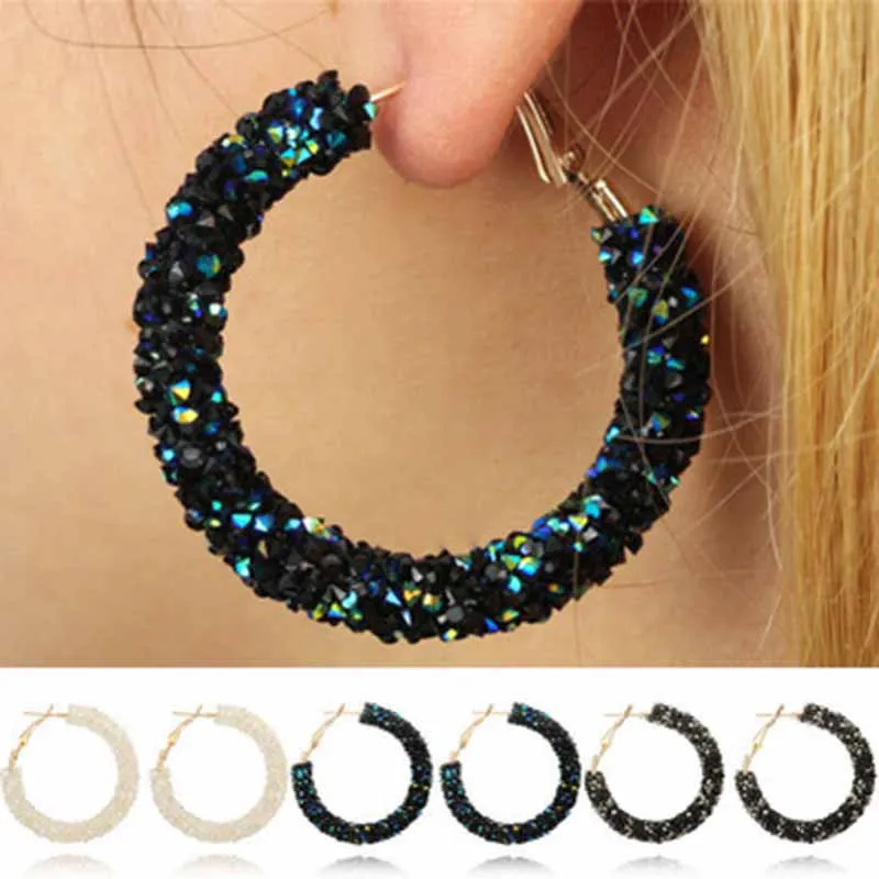 Большие круглые серьги BTWGL с кристаллами в Корейском стиле женские модные ретро