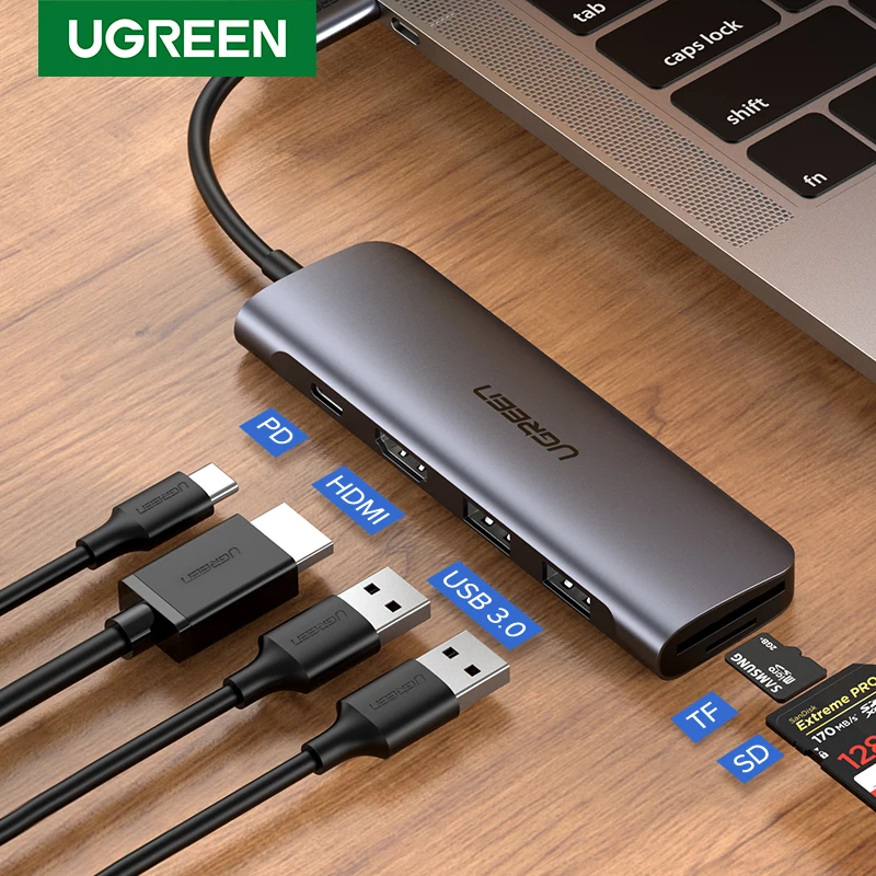 Ugreen USB C концентратор type C к Мульти USB 3,0 концентратор HDMI адаптер док-станция для MacBook Pro huawei mate 30 USB-C 3,1 разветвитель порт type C концентратор