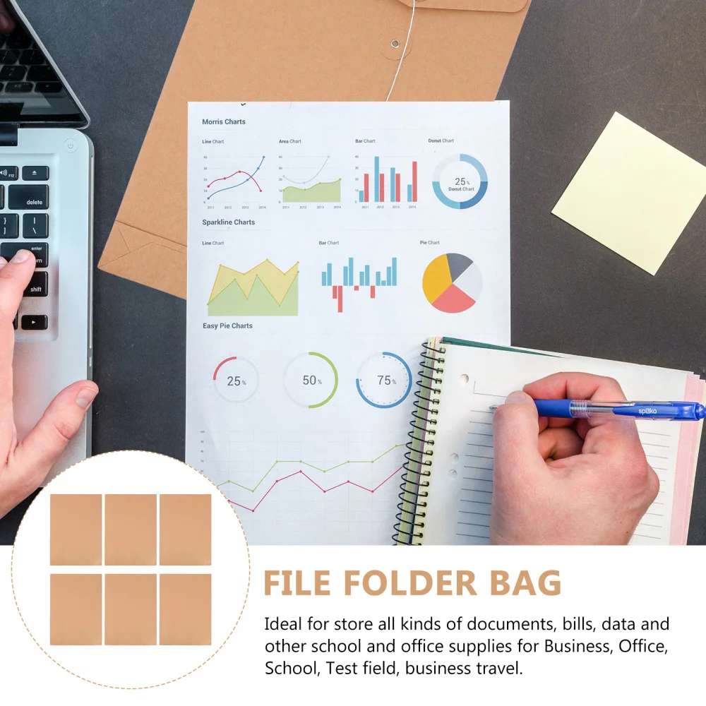 10pcs Kraft Paper Project Envelope File Folder Bags Document Bills Storage Bag | Канцтовары для офиса и дома