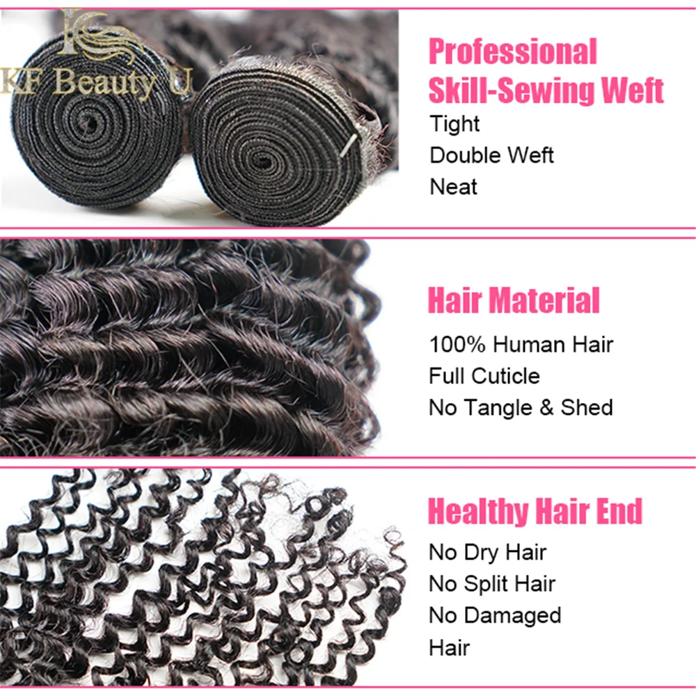 

Kinky Curly Human Hair Bundles Natural Color Malaysian Remy Sew In Hair Extensions 3/4 PCS Hair Weave for Women