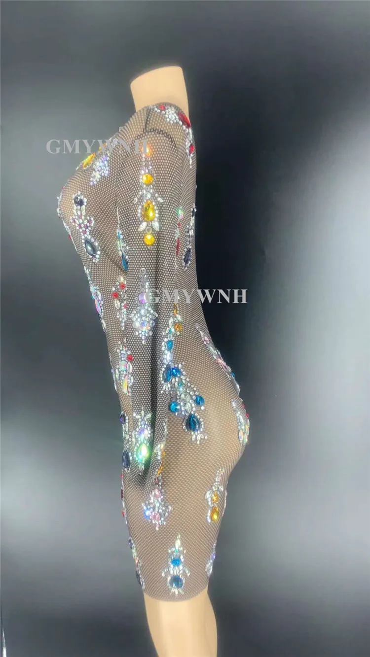 Черное Сетчатое сексуальное платье для танца на шесте R50 цветная прозрачная