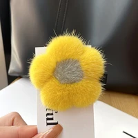 real mink fur hair clips unique hair accessory for all hair types cute flower girls women barrettes wholesale price