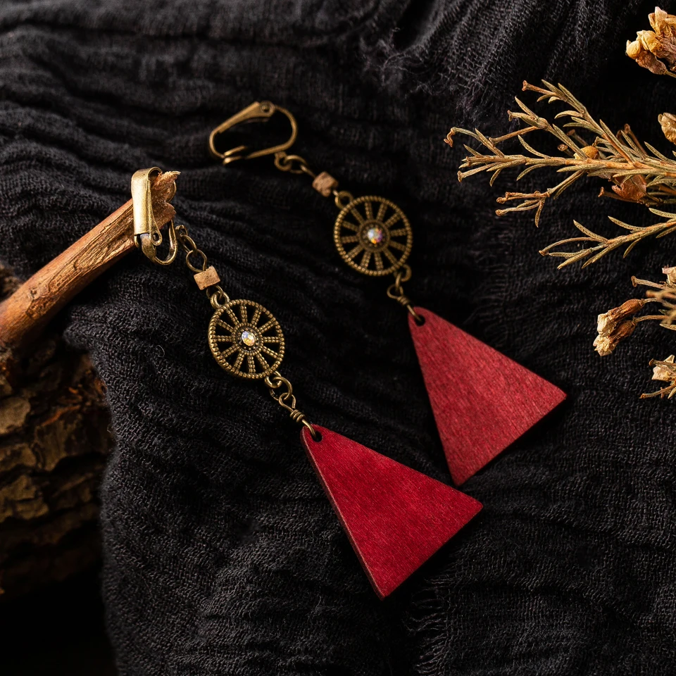 Винтажные длинные висячие Висячие серьги-капельки в богемном стиле из красного