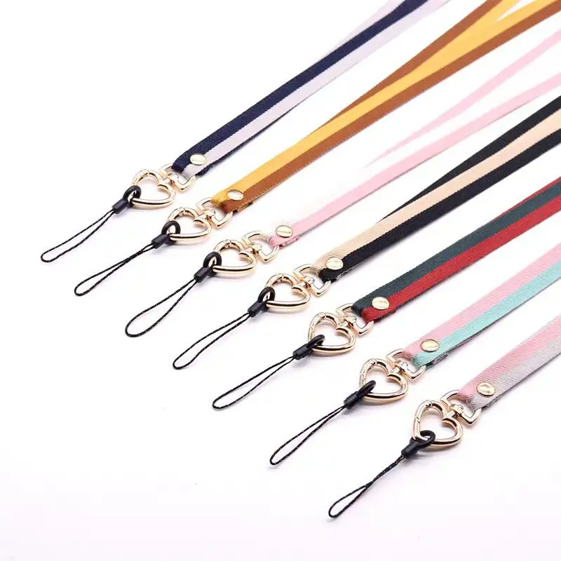 

Two-color Neck Strap Metal Heart Clip Lanyard Mobile Phone Straps Strap Wrist Rope Phone Wrist Straps Hanging Rope Ornaments