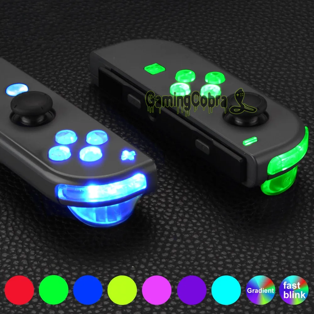 

7 Colors 9 Modes Button DFS LED Kit Multi-Colors Luminated ABXY Trigger Face Buttons for NS Switch JoyCon Controller