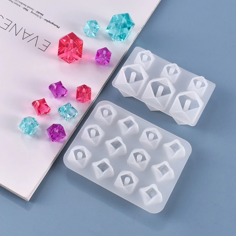 

Crystal Epoxy Resin Mold DIY Crafts Jewelry Casting Tool Section Arc Diamond Beads Silicone Mould
