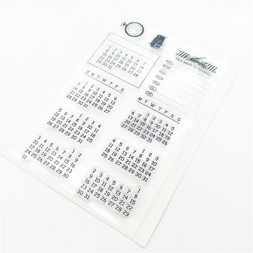 Прозрачный штамп с календарем и алфавитом 11 х16 см|Штампики| |