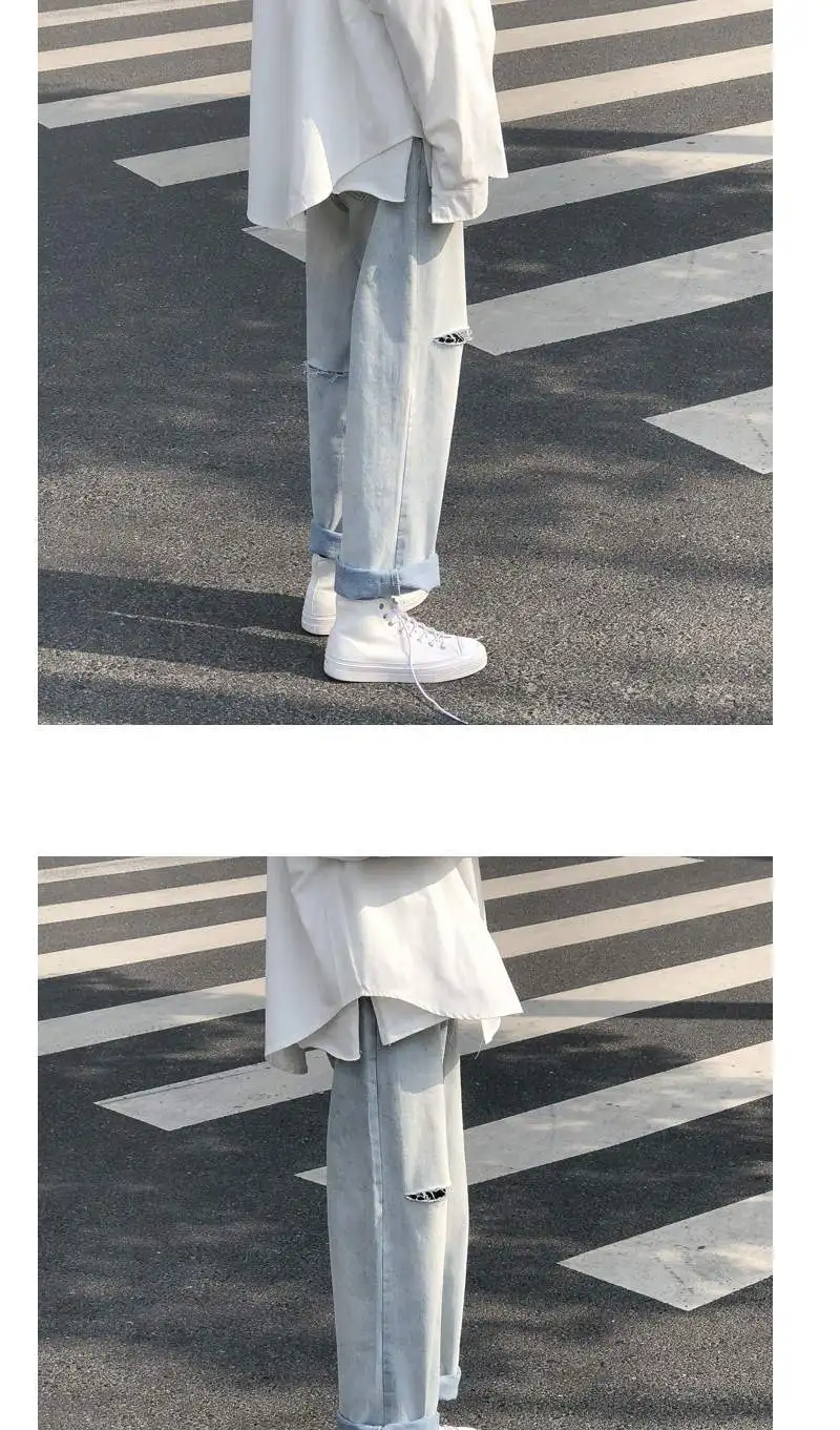 

2020New Men Jeans Hole Ripped Stretch Destroyed Hip Hop Jean Homme Masculino Fashion Design Men's Jean Slim Jeans For Male Pants