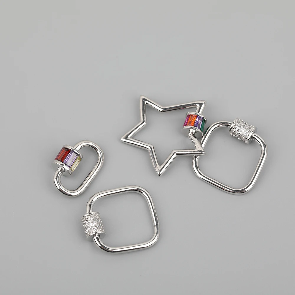 

10Pcs/Lot Luxury Silver Copper Metal Jewelry Clasps Supplies Carabiner Fastener Screw Clasps Accessories For Punk Jewelry Making