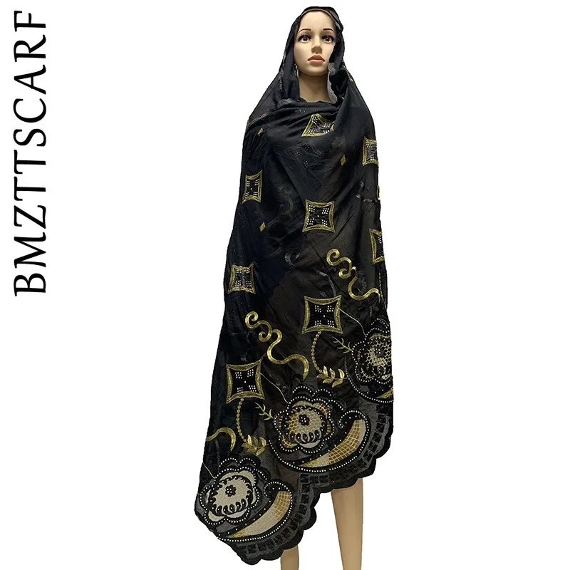 100% хлопковый шарф африканские женские шарфы с вышивкой Женский хиджаб для