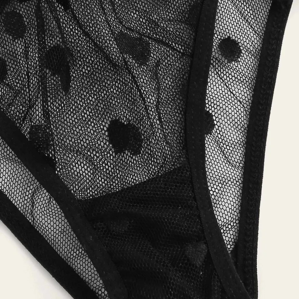 

New Women Lingerie Sets Hot Porno Plus Size Lace Sexy Lingerie Transparent Bra+Thong Set Underwear Black Erotic L*