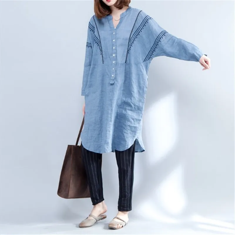 Новые модные блузки для женщин Длинная Верхняя одежда 2021 оверсайз из хлопка и