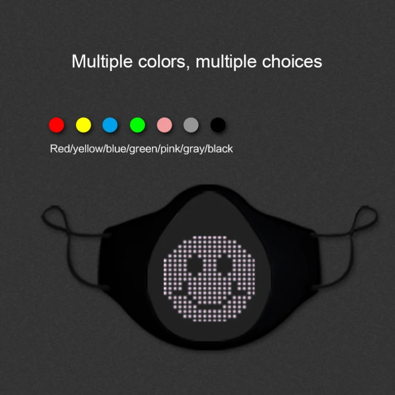 

DIY Smart Mask Outdoor Smart Face Mask Facemask LED Walking Screen Silicone Ear Strap Type Luminous Mask Bluetooth-compatible