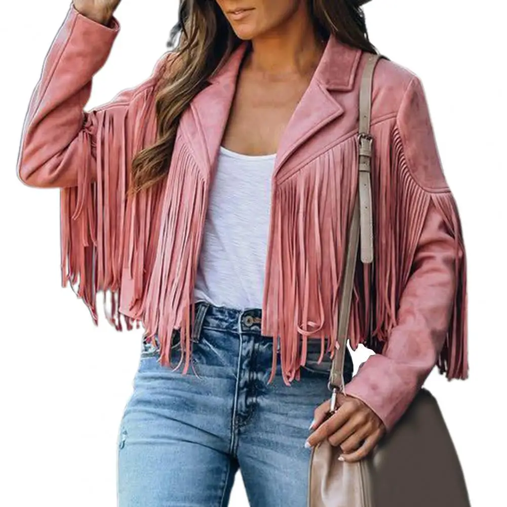 

Autumn Women's jacket Turn-down Collar Tassel Cardigan Women Jacket for Parties куртка женская осень
