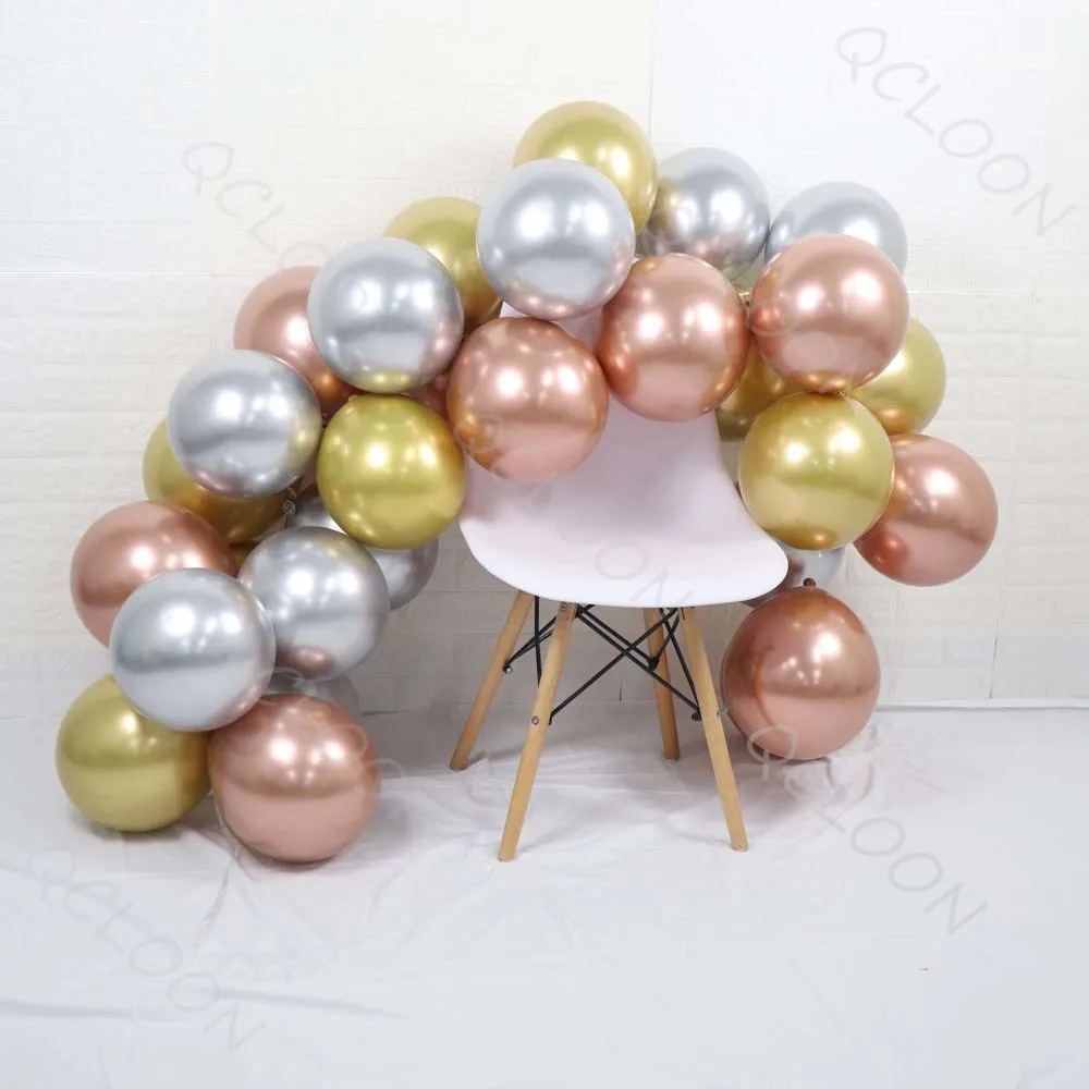 

A new set of metal rose gold silver thick chrome gloss latex balloon combination birthday wedding holiday party decorations