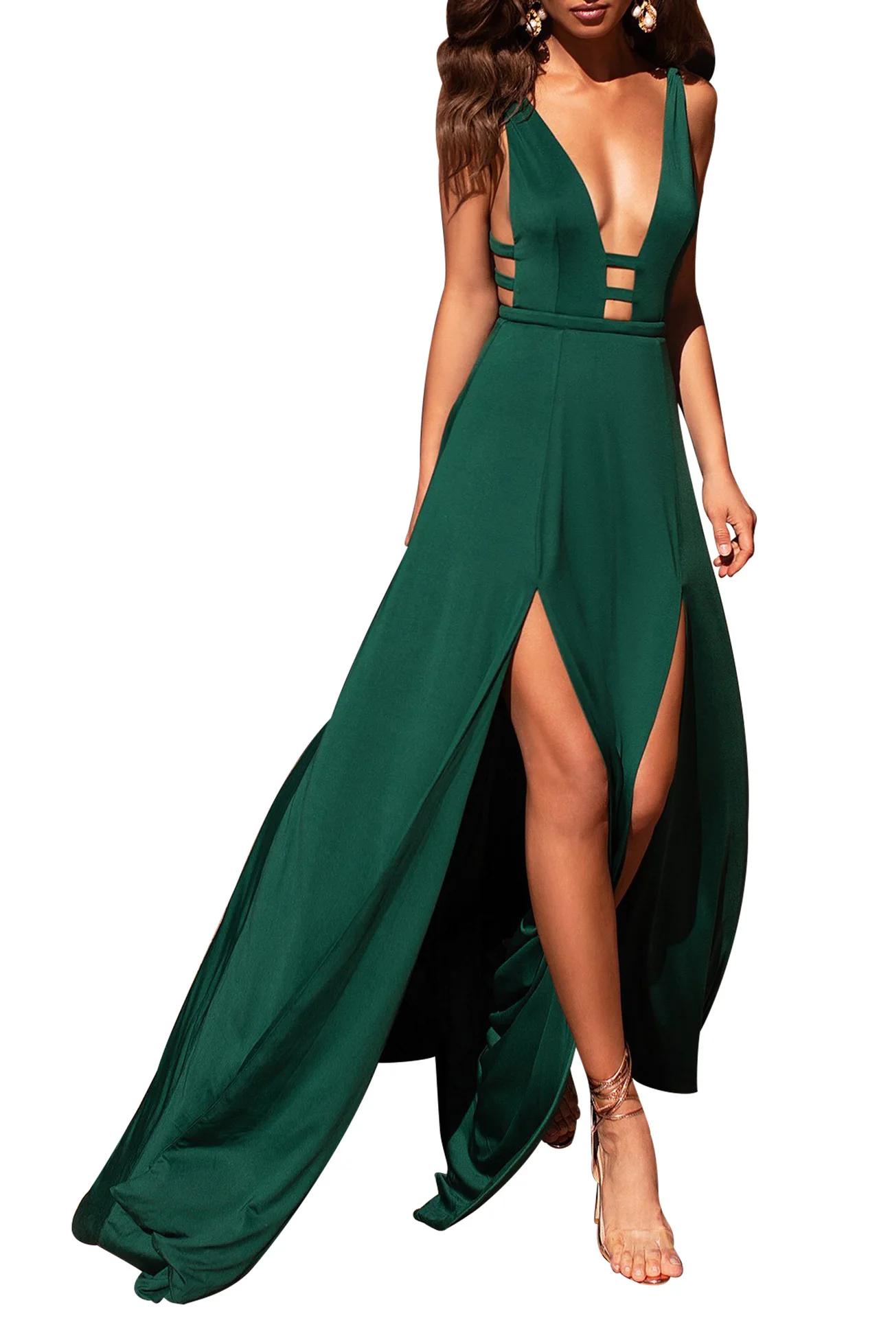 

2019 Including Dress European and American New Style Character Deep V Sleeveless Dungaree Dress