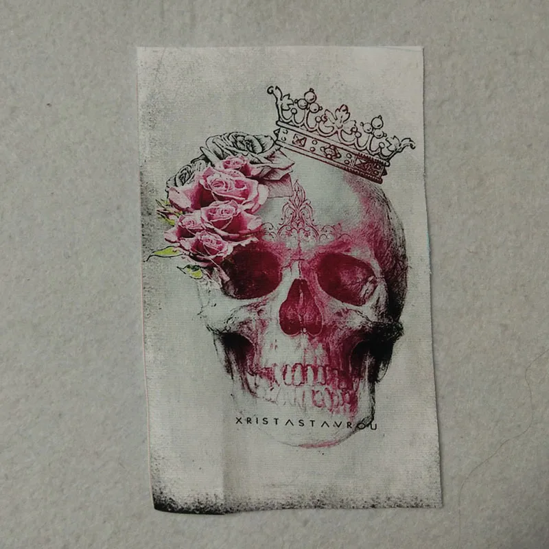 Панк крутой Хэллоуин Zaka красивый цветок Череп Скелет Печатный Хлопок Холст Ткань